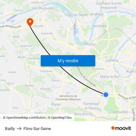 Bailly to Flins-Sur-Seine map