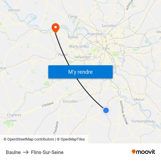 Baulne to Flins-Sur-Seine map