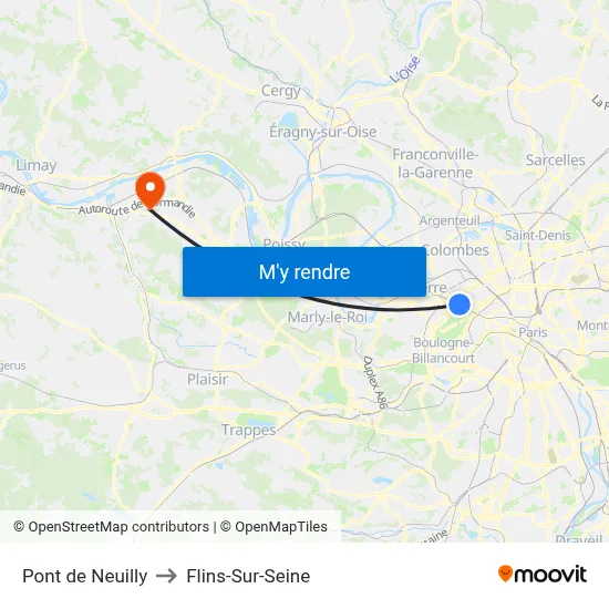 Pont de Neuilly to Flins-Sur-Seine map