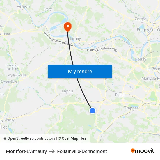 Montfort-L'Amaury to Follainville-Dennemont map