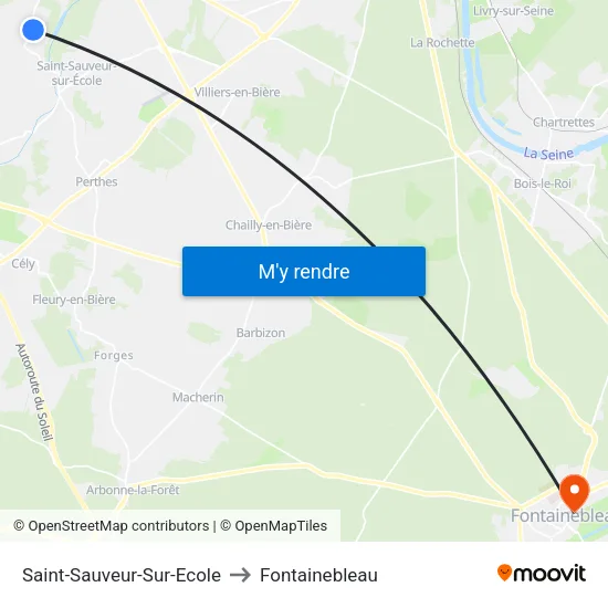 Saint-Sauveur-Sur-Ecole to Fontainebleau map