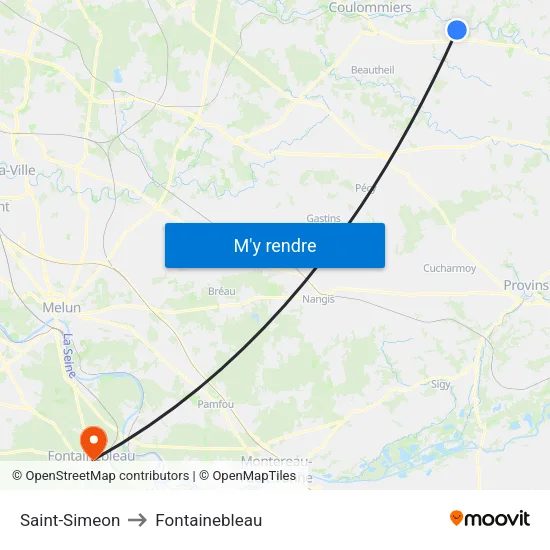 Saint-Simeon to Fontainebleau map