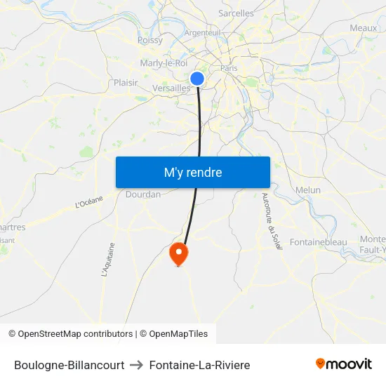 Boulogne-Billancourt to Fontaine-La-Riviere map