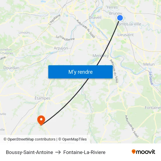 Boussy-Saint-Antoine to Fontaine-La-Riviere map