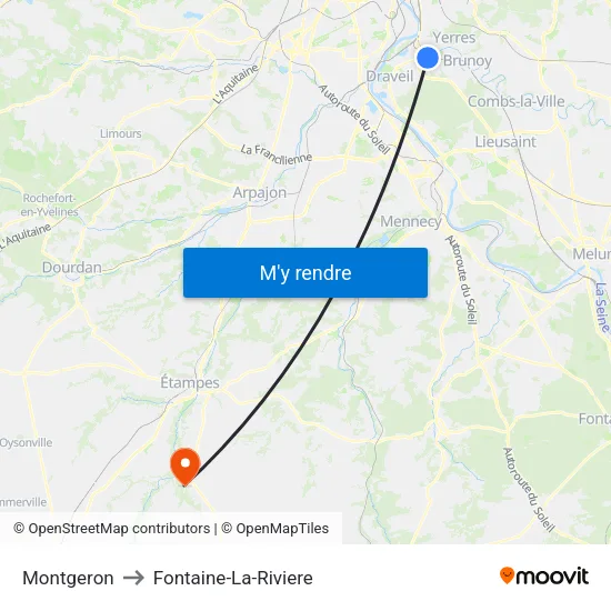 Montgeron to Fontaine-La-Riviere map
