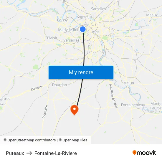 Puteaux to Fontaine-La-Riviere map