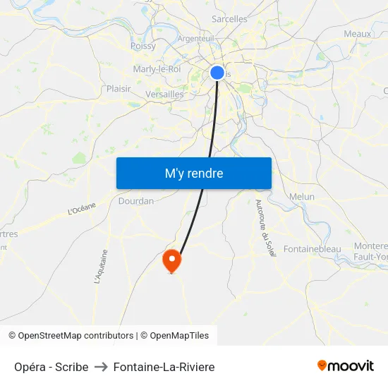 Opéra - Scribe to Fontaine-La-Riviere map
