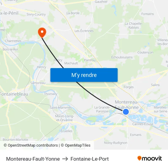 Montereau-Fault-Yonne to Fontaine-Le-Port map