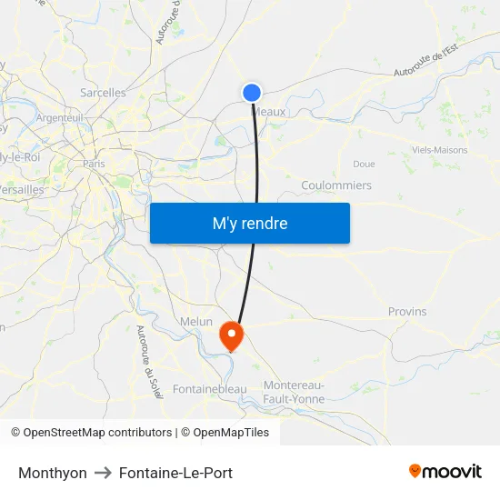 Monthyon to Fontaine-Le-Port map
