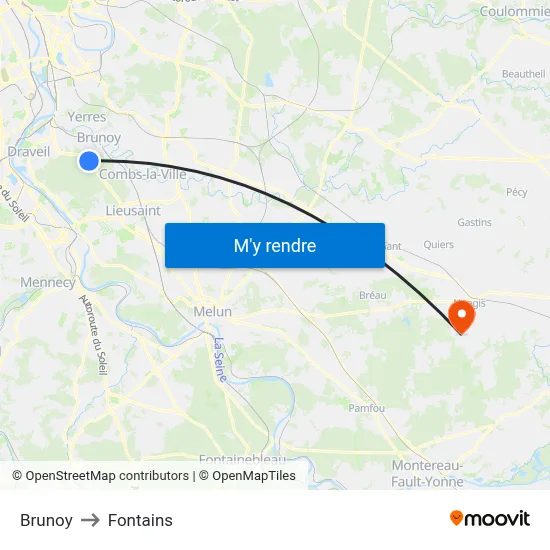 Brunoy to Fontains map