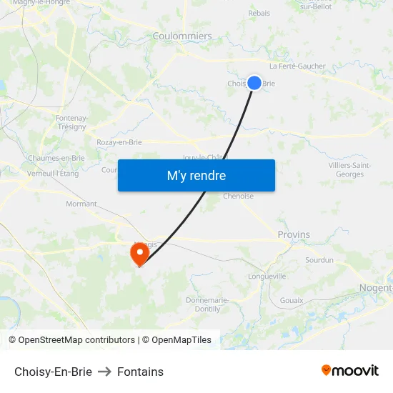 Choisy-En-Brie to Fontains map