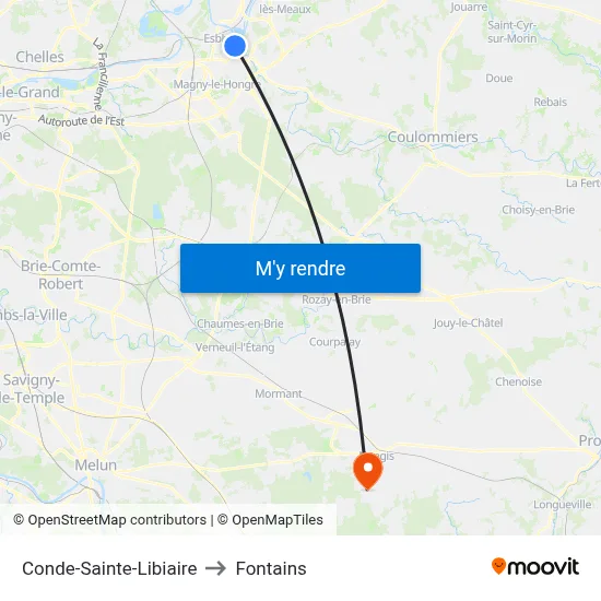 Conde-Sainte-Libiaire to Fontains map