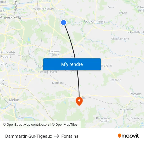 Dammartin-Sur-Tigeaux to Fontains map