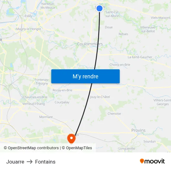 Jouarre to Fontains map