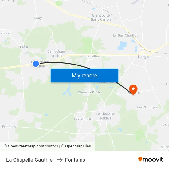 La Chapelle-Gauthier to Fontains map