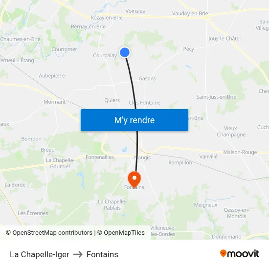 La Chapelle-Iger to Fontains map