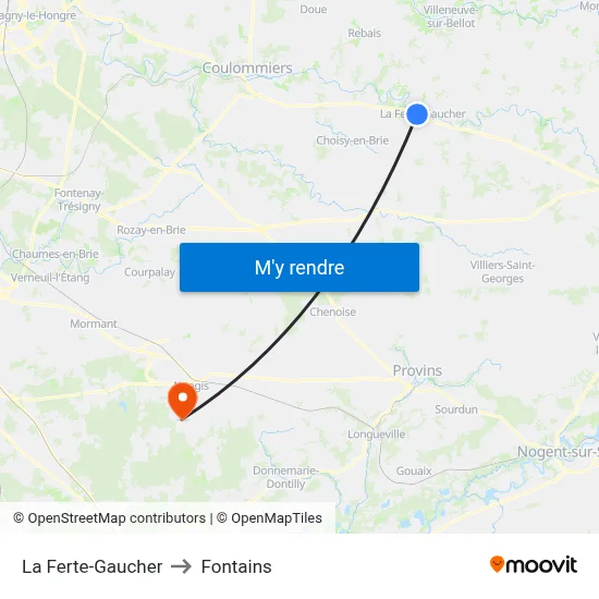 La Ferte-Gaucher to Fontains map