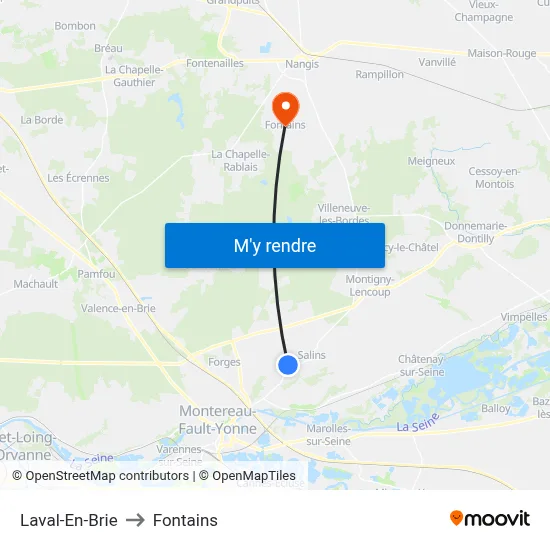Laval-En-Brie to Fontains map