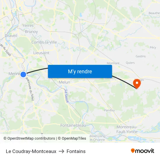 Le Coudray-Montceaux to Fontains map