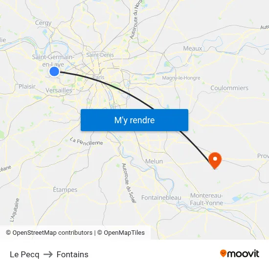 Le Pecq to Fontains map