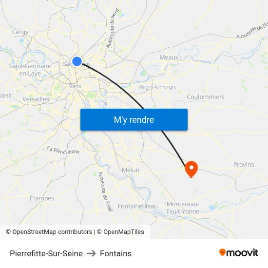 Pierrefitte-Sur-Seine to Fontains map