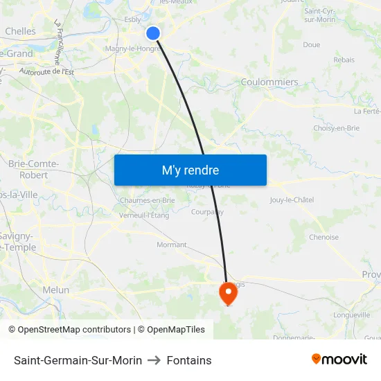 Saint-Germain-Sur-Morin to Fontains map
