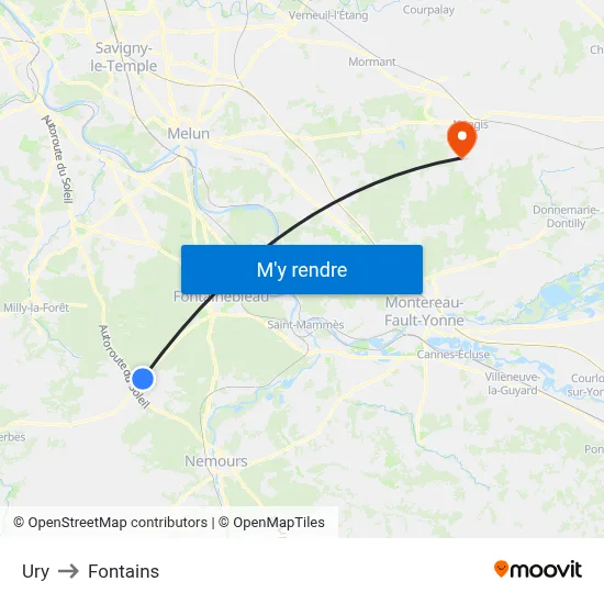 Ury to Fontains map