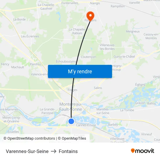 Varennes-Sur-Seine to Fontains map