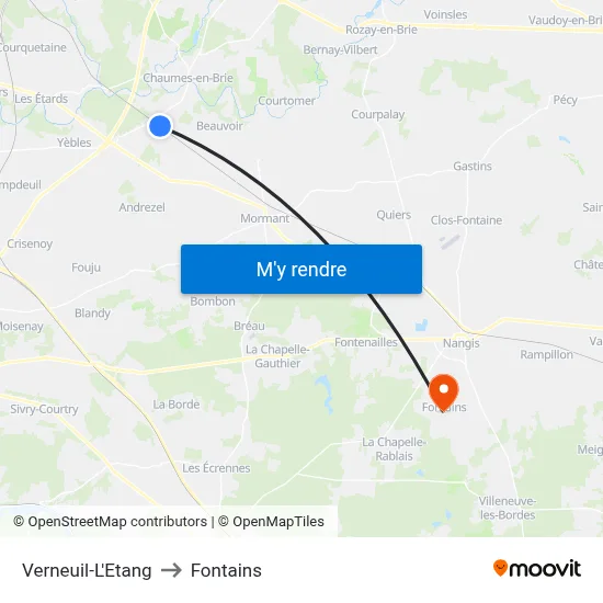 Verneuil-L'Etang to Fontains map