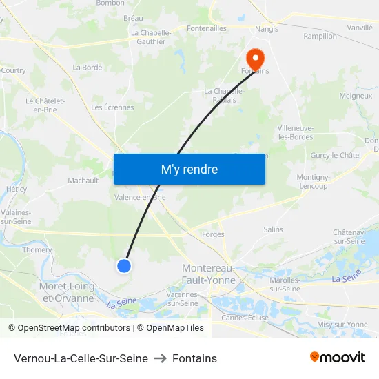 Vernou-La-Celle-Sur-Seine to Fontains map
