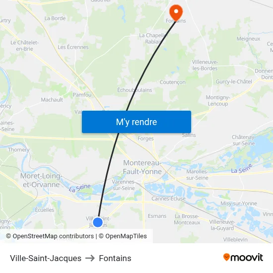 Ville-Saint-Jacques to Fontains map
