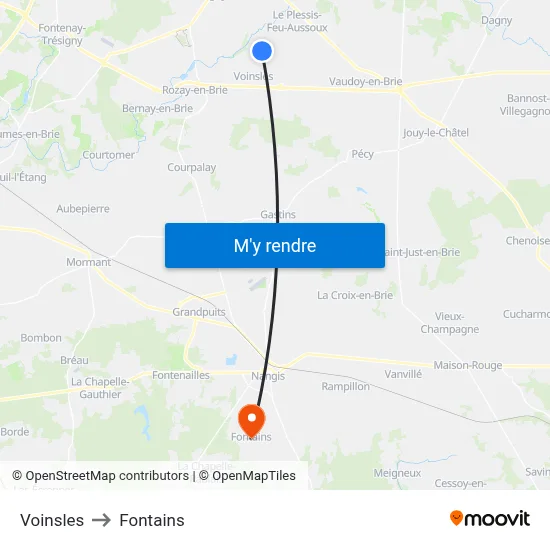 Voinsles to Fontains map