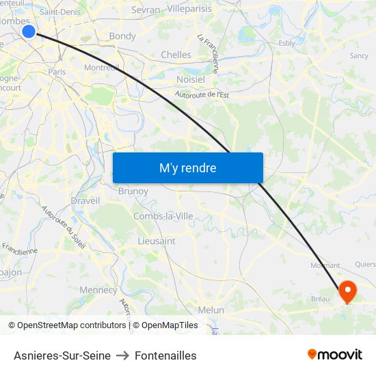 Asnieres-Sur-Seine to Fontenailles map