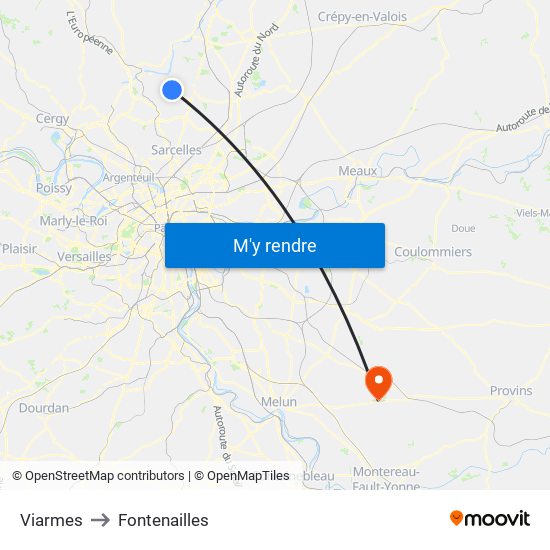 Viarmes to Fontenailles map