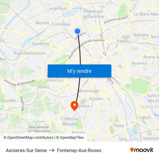 Asnieres-Sur-Seine to Fontenay-Aux-Roses map