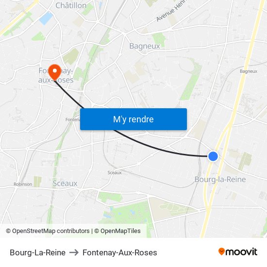 Bourg-La-Reine to Fontenay-Aux-Roses map