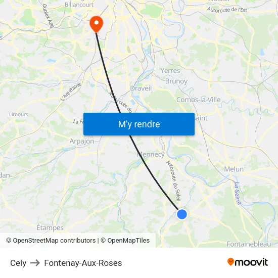Cely to Fontenay-Aux-Roses map