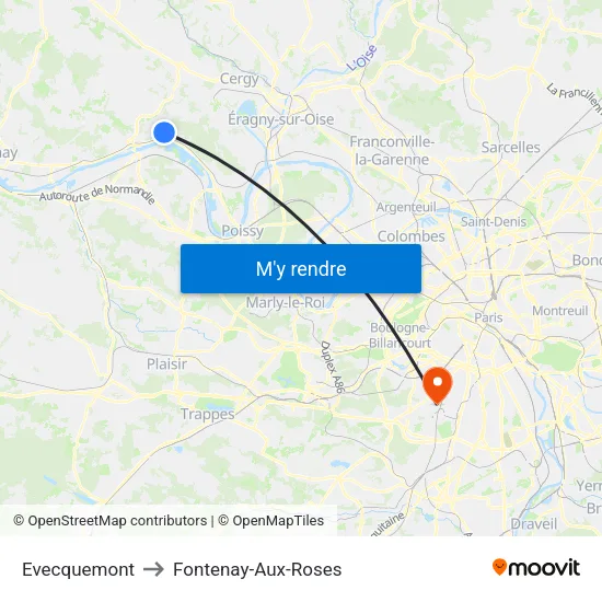 Evecquemont to Fontenay-Aux-Roses map