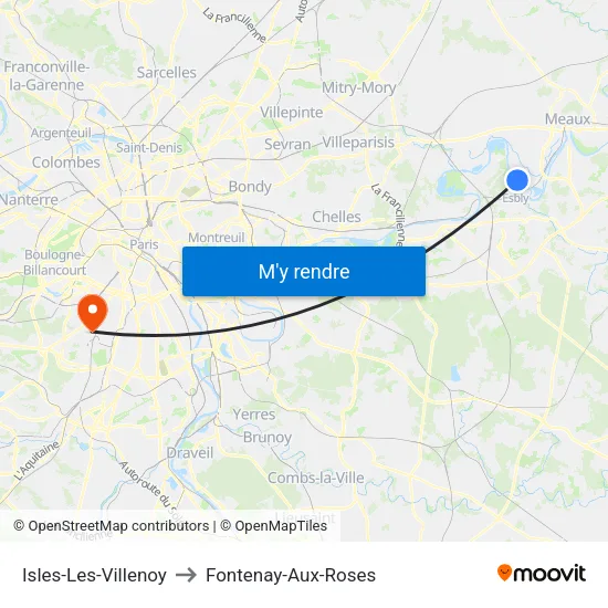 Isles-Les-Villenoy to Fontenay-Aux-Roses map