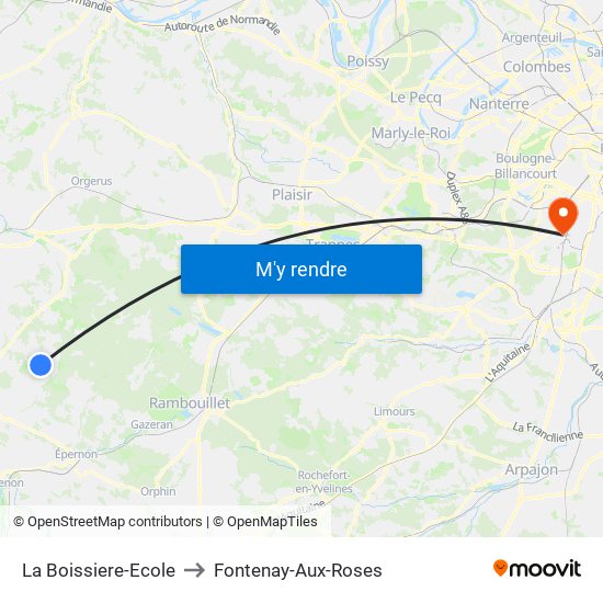 La Boissiere-Ecole to Fontenay-Aux-Roses map