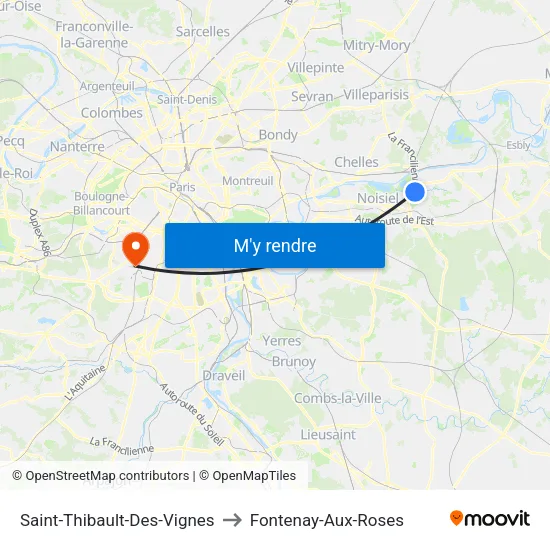 Saint-Thibault-Des-Vignes to Fontenay-Aux-Roses map