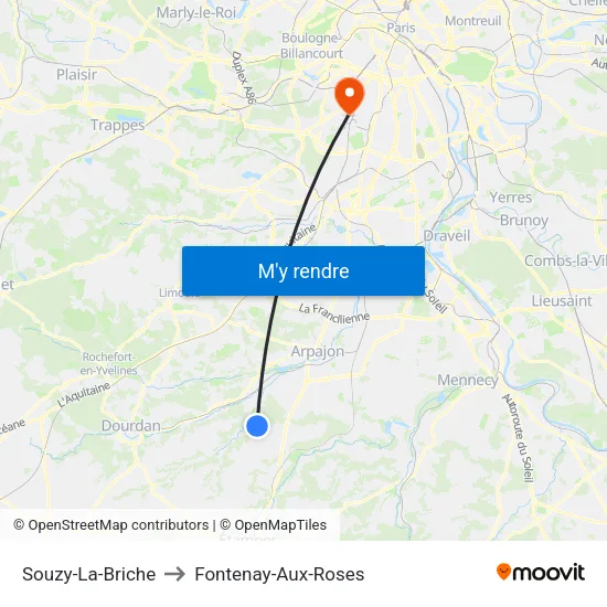 Souzy-La-Briche to Fontenay-Aux-Roses map