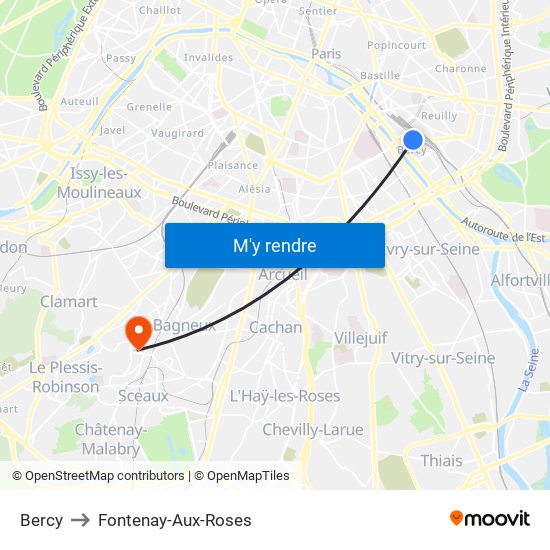 Bercy to Fontenay-Aux-Roses map