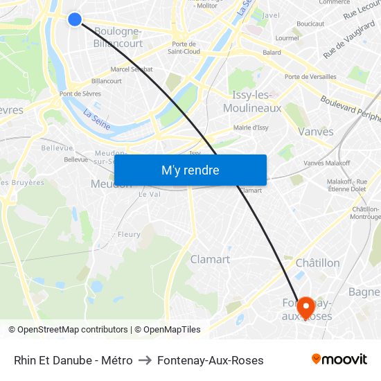 Rhin Et Danube - Métro to Fontenay-Aux-Roses map