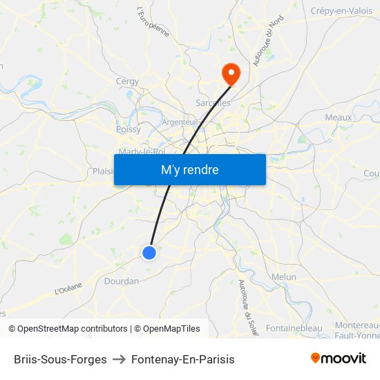 Briis-Sous-Forges to Fontenay-En-Parisis map