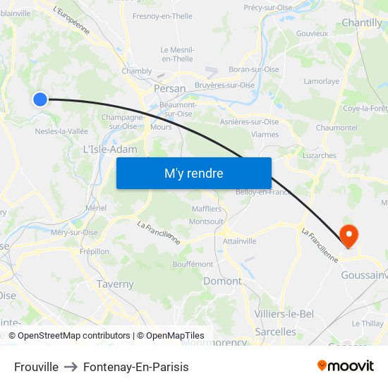 Frouville to Fontenay-En-Parisis map