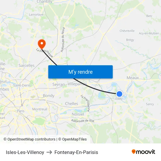 Isles-Les-Villenoy to Fontenay-En-Parisis map