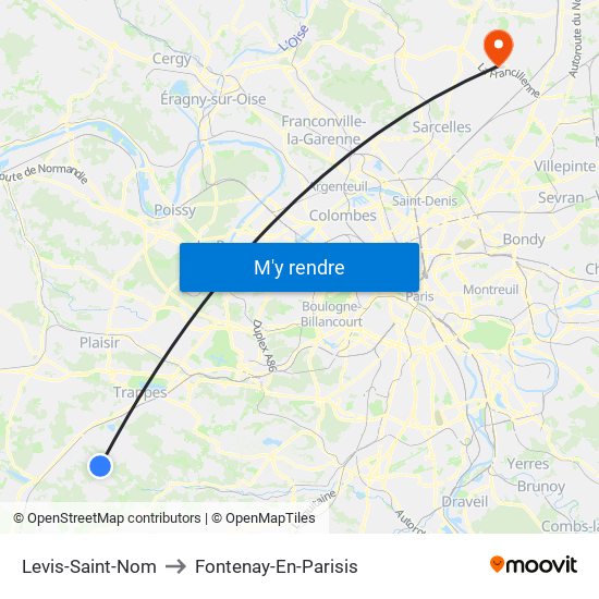 Levis-Saint-Nom to Fontenay-En-Parisis map