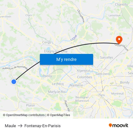 Maule to Fontenay-En-Parisis map