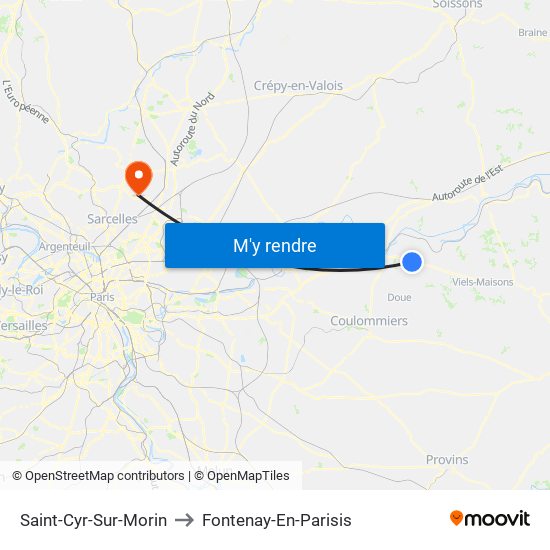 Saint-Cyr-Sur-Morin to Fontenay-En-Parisis map